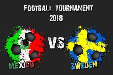 Futbol oyun Meksika vs İsveç. Futbol Turnuvası maç 2018. Vektör çizim