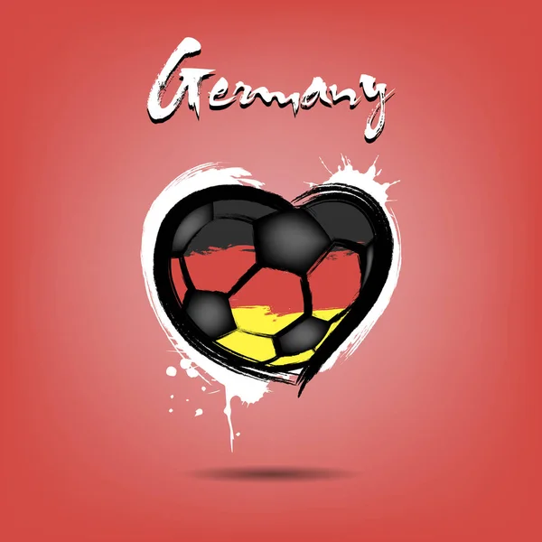 Bola Futebol Abstrata Forma Coração Pintado Nas Cores Bandeira Alemanha — Vetor de Stock