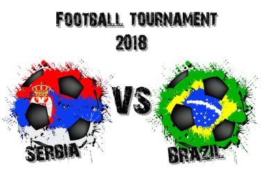 Futbol oyun Sırbistan vs Brezilya. Futbol Turnuvası maç 2018. Vektör çizim