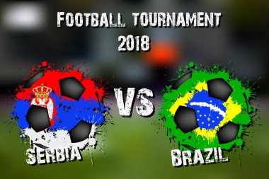Futbol oyun Sırbistan vs Brezilya. Futbol Turnuvası maç 2018. Vektör çizim