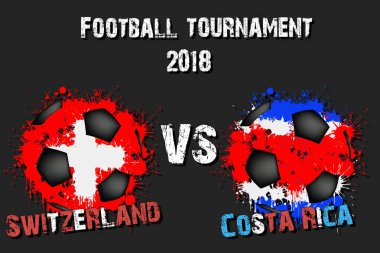 Futbol oyun İsviçre rakip Kosta Rika. Futbol Turnuvası maç 2018. Vektör çizim