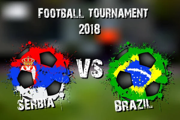 Futbol oyun Sırbistan vs Brezilya. Futbol Turnuvası maç 2018. Vektör çizim