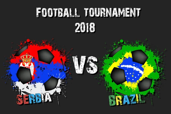 Futbol oyun Sırbistan vs Brezilya. Futbol Turnuvası maç 2018. Vektör çizim
