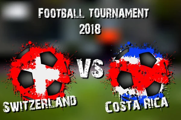 Futbol oyun İsviçre rakip Kosta Rika. Futbol Turnuvası maç 2018. Vektör çizim