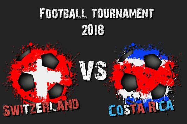 Futbol oyun İsviçre rakip Kosta Rika. Futbol Turnuvası maç 2018. Vektör çizim
