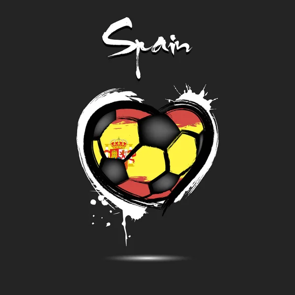 Abstract Soccer Ball Shaped Heart Painted Colors Spain Flag Vector — Stock Vector