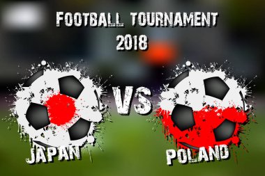 Futbol oyun Japonya vs Polonya. Futbol Turnuvası maç 2018. Vektör çizim