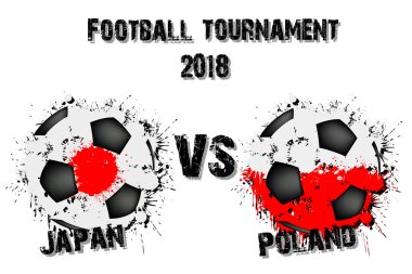 Futbol oyun Japonya vs Polonya. Futbol Turnuvası maç 2018. Vektör çizim