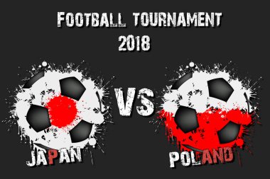 Futbol oyun Japonya vs Polonya. Futbol Turnuvası maç 2018. Vektör çizim
