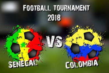 Futbol oyun Senegal vs Kolombiya. Futbol Turnuvası maç 2018. Vektör çizim