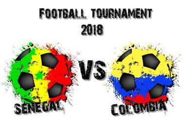 Futbol oyun Senegal vs Kolombiya. Futbol Turnuvası maç 2018. Vektör çizim