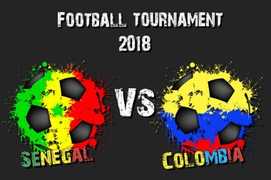 Futbol oyun Senegal vs Kolombiya. Futbol Turnuvası maç 2018. Vektör çizim