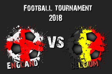 Futbol oyun İngiltere vs Belçika. Futbol Turnuvası maç 2018. Vektör çizim