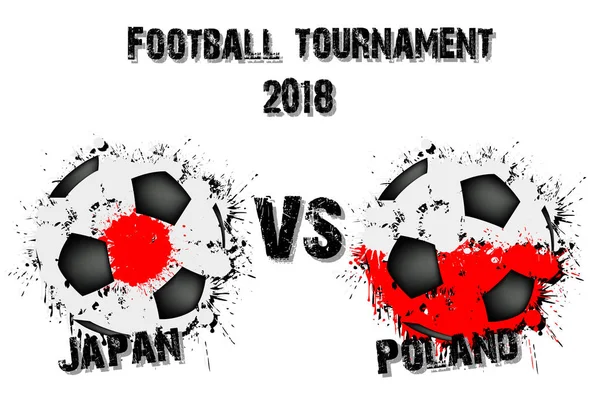 Futbol oyun Japonya vs Polonya. Futbol Turnuvası maç 2018. Vektör çizim