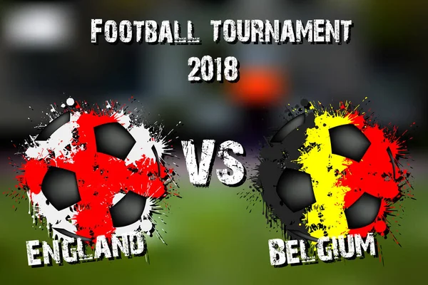 Futbol oyun İngiltere vs Belçika. Futbol Turnuvası maç 2018. Vektör çizim