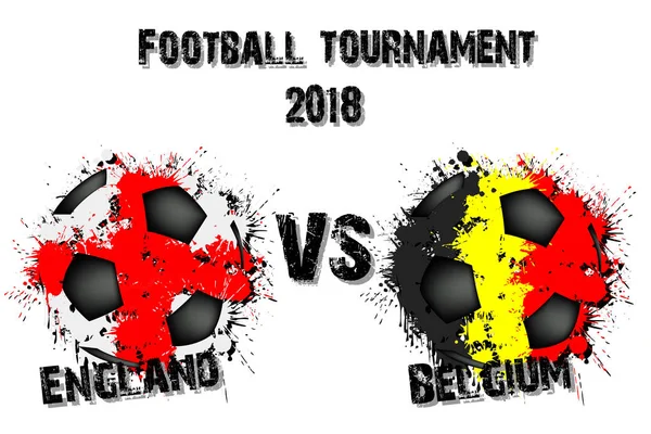 Futbol oyun İngiltere vs Belçika. Futbol Turnuvası maç 2018. Vektör çizim