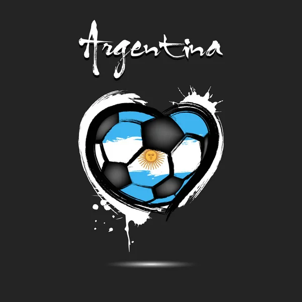 Soyut Futbol Topu Olarak Arjantin Bayrağı Renklerde Boyanmış Bir Kalp — Stok Vektör