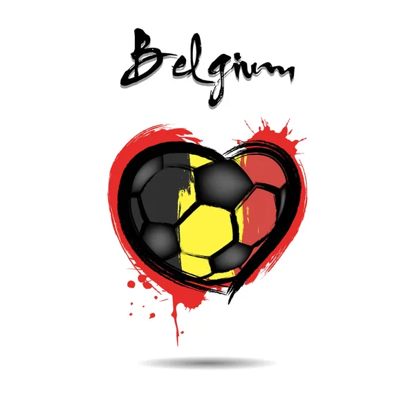 Ballon Football Abstrait Forme Cœur Peint Aux Couleurs Drapeau Belge — Image vectorielle