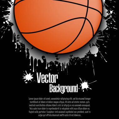 Basketbol arka plan. Basketbol afiş turuncu arka plan üzerinde basketbol topu ve metin alan. Vektör çizim