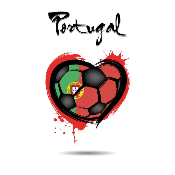 Ballon Football Abstrait Forme Cœur Peint Aux Couleurs Drapeau Portugal — Image vectorielle