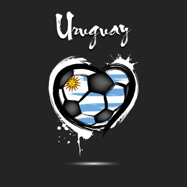 Bola Fútbol Abstracta Forma Corazón Pintada Los Colores Bandera Uruguay — Vector de stock