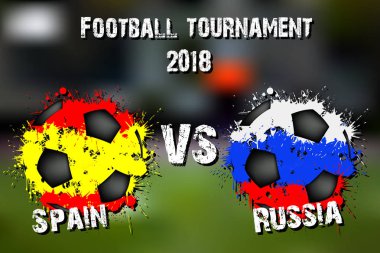 Futbol oyun İspanya vs Rusya. Futbol Turnuvası maç 2018. Vektör çizim