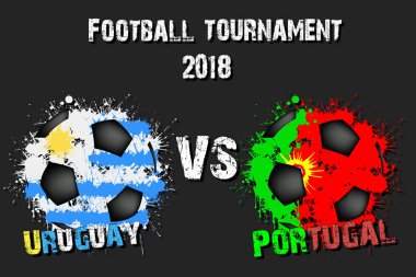 Futbol oyun Uruguay vs Portekiz. Futbol Turnuvası maç 2018. Vektör çizim