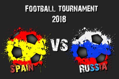 Futbol oyun İspanya vs Rusya. Futbol Turnuvası maç 2018. Vektör çizim