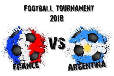 Futbol oyun Fransa vs Arjantin. Futbol Turnuvası maç 2018. Vektör çizim