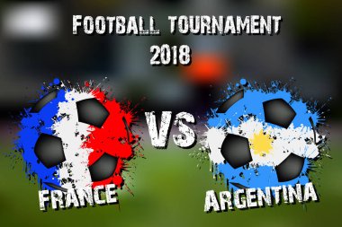 Futbol oyun Fransa vs Arjantin. Futbol Turnuvası maç 2018. Vektör çizim