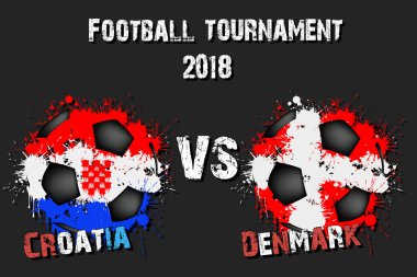 Futbol oyun Hırvatistan – Danimarka. Futbol Turnuvası maç 2018. Vektör çizim