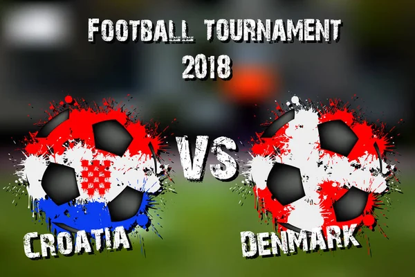 Futbol oyun Hırvatistan – Danimarka. Futbol Turnuvası maç 2018. Vektör çizim