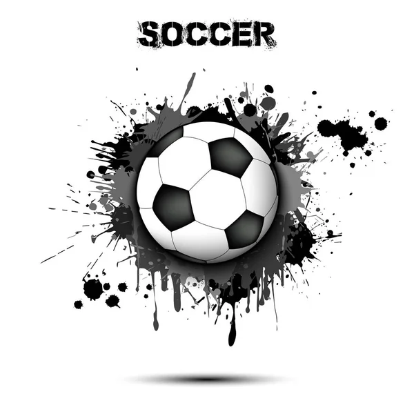 Soccer ball on the background of the blots of paint — Stock Vector