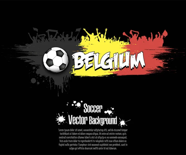 Drapeau de Belgique et fans de football — Image vectorielle