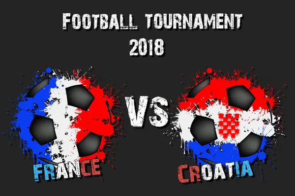 Juego de fútbol Francia vs Croacia — Vector de stock