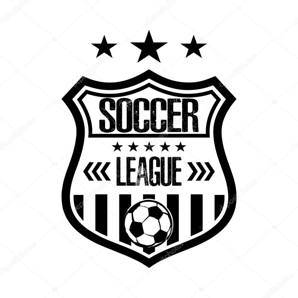 Soccer logo template design. Football logo. Black and White. Vintage Style. Vector illustration