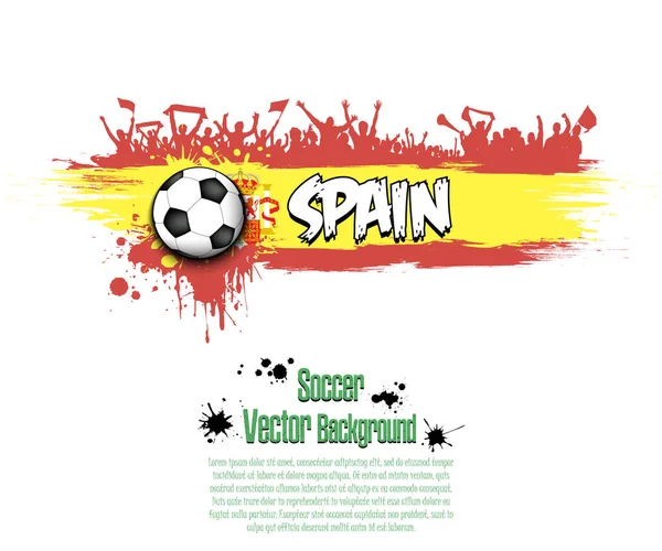Bandeira da Espanha e fãs de futebol — Vetor de Stock