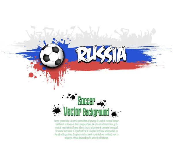 Bandeira da Rússia e fãs de futebol — Vetor de Stock