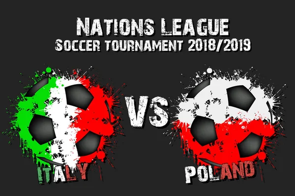 Juego de fútbol Italia vs Polonia — Vector de stock