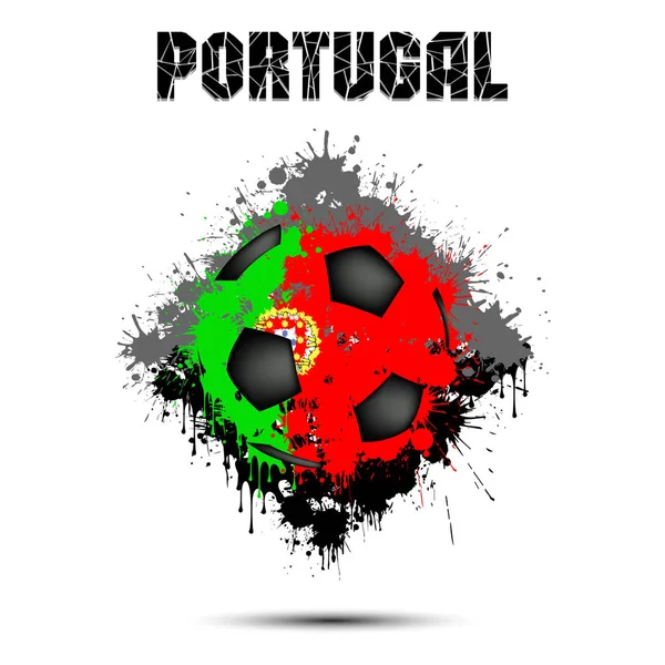 Pelota de fútbol en el color de Portugal — Vector de stock