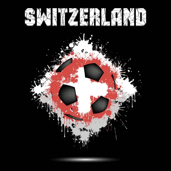 Pelota de fútbol en el color de Suiza — Vector de stock
