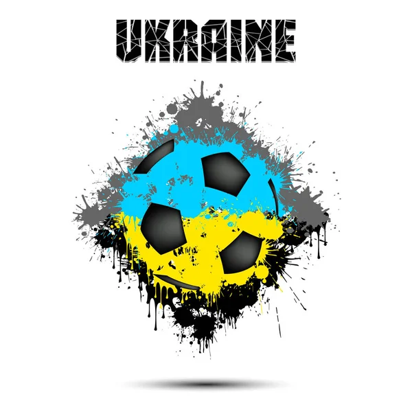 Soyut Futbol Topu Ukrayna Bayrağı Renklerde Boyanmış Vektör Çizim — Stok Vektör
