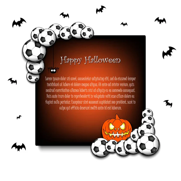 Cadre Halloween avec balles de football — Image vectorielle