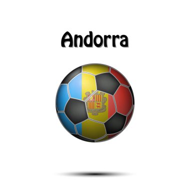 Bir futbol topu şeklinde Andorra bayrağı