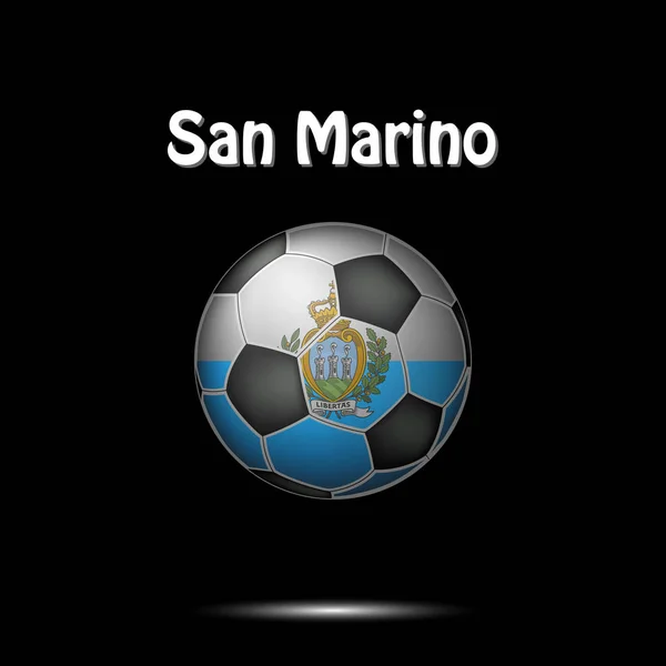 Bandeira de San Marino na forma de uma bola de futebol —  Vetores de Stock
