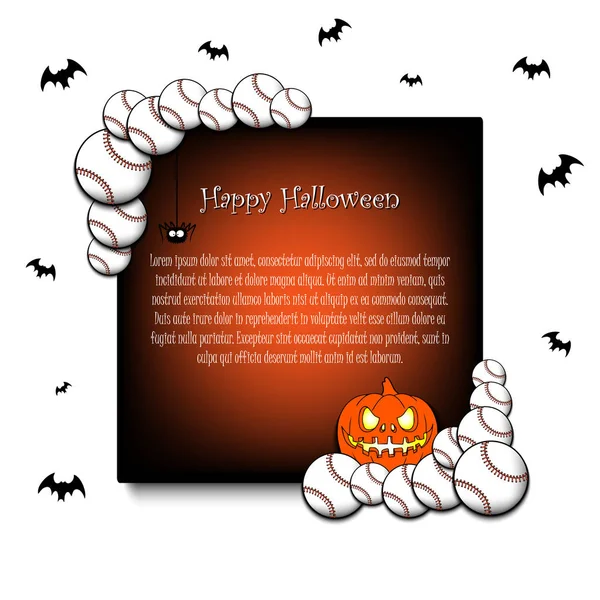 Cadre Halloween avec balles de baseball — Image vectorielle