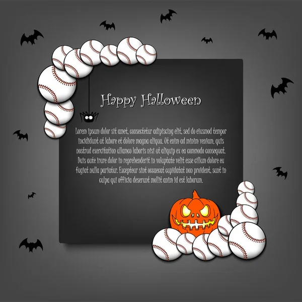 Cadre Halloween avec balles de baseball — Image vectorielle