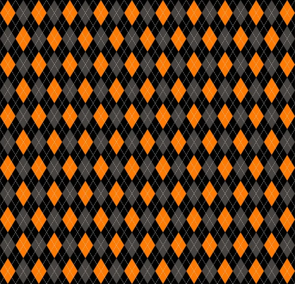 Halloween Argyle Plaid Schotse Patroon Oranje Zwart Grijs Wit Rhombuses — Stockvector