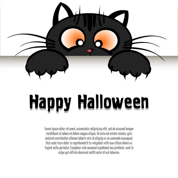 Feliz Halloween e gato dos desenhos animados — Vetor de Stock