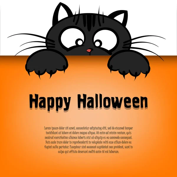 Feliz Halloween y gato de dibujos animados — Vector de stock